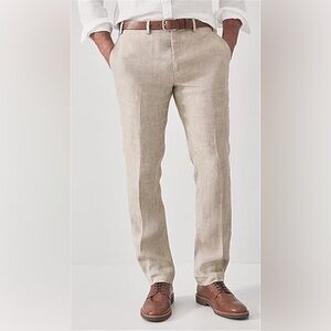 Wehilion Men's Linen Blend Tan Suit Pants Size M